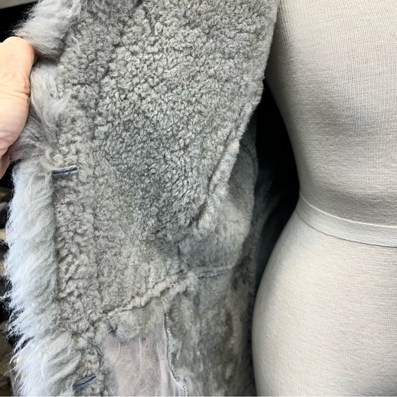 Skinny’s Hideout Vintage New Zealand Shearling Wool Gray Coat Women’s Small - Picture 8 of 15